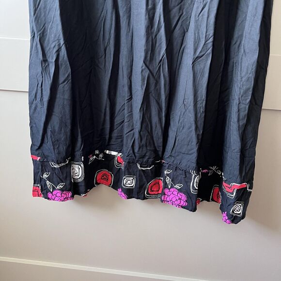 Mango Bay Dress Womens XXL Black Sleeveless Maxi Boho Floral Beaded Patch Hem - Picture 4 of 9